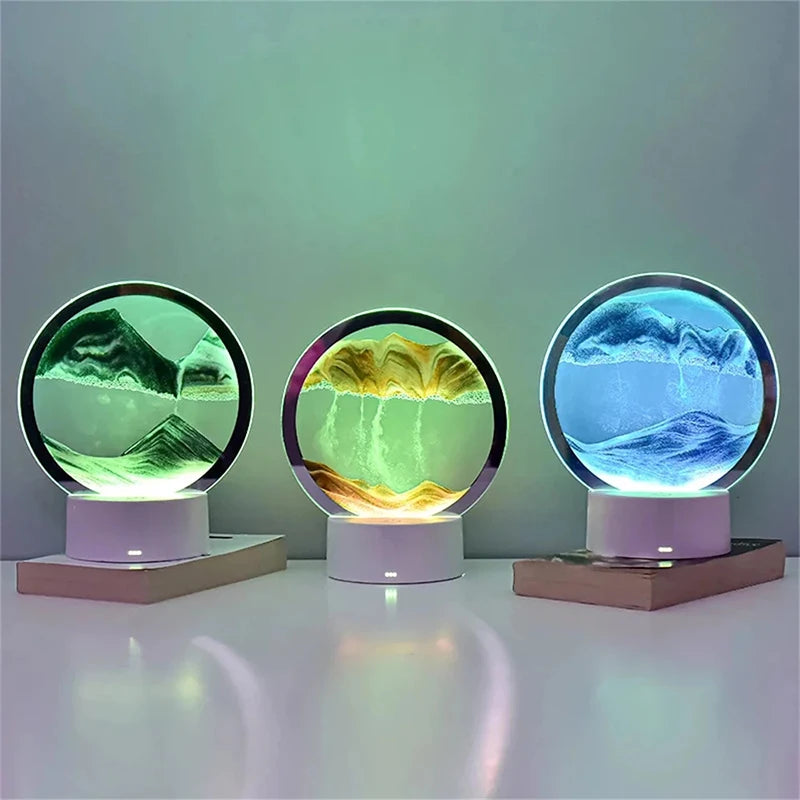 Hot Sale Quicksand Table Lamp Romantic Simple Decorative Atmosphere Night Light for Relaxing Office Bedside Ornament