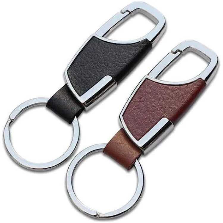 Custom Logo Men's Metal Key Chains Embossed Brand Fashion Gifts Pendant Leather Car Key Chain