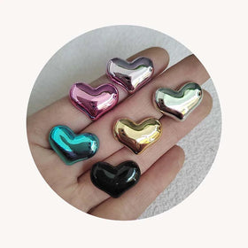 14*19mm Valentines Day Metallic Color Lovely Heart Resin Flatback Cabochons for Hairpin Scrapbooking DIY Jewelry Craft Decor