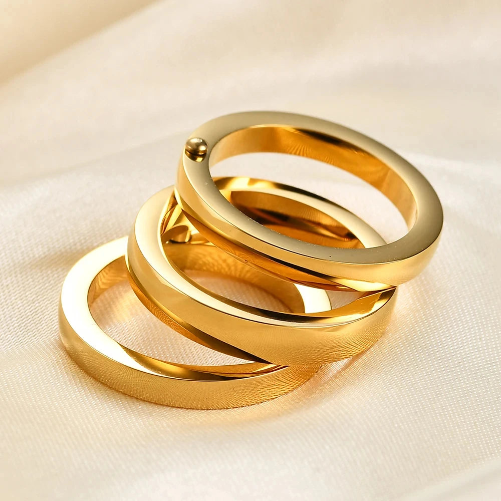 Fashion 3 Round Ring Sets Women Gift Stainless Steel Wedding Femme Engagement Rings Waterproof Female Finger Jewelry Rings