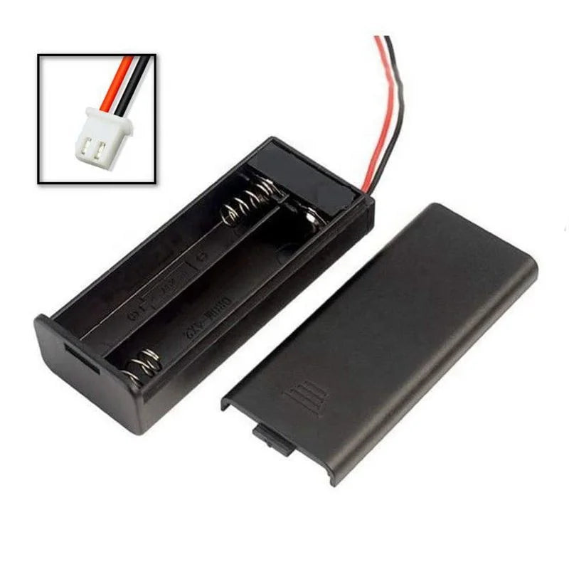 2 AAA Battery Storage Box ABS Material 2xAAA Battery Holder with Switch and Male Pins on Wires XH2.54-2P PH2.0