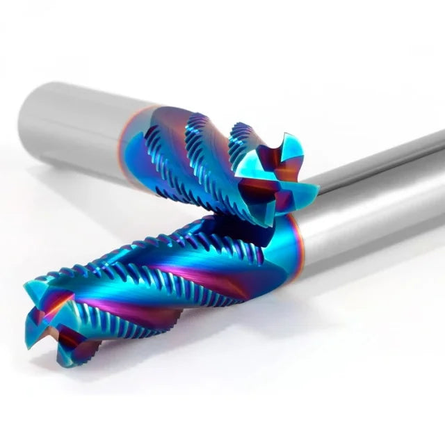HRC60 TiCN Coated Roughing End Mill - 75mm Solid Carbide 4-Flute CNC Router Bits for Metal RoHS
