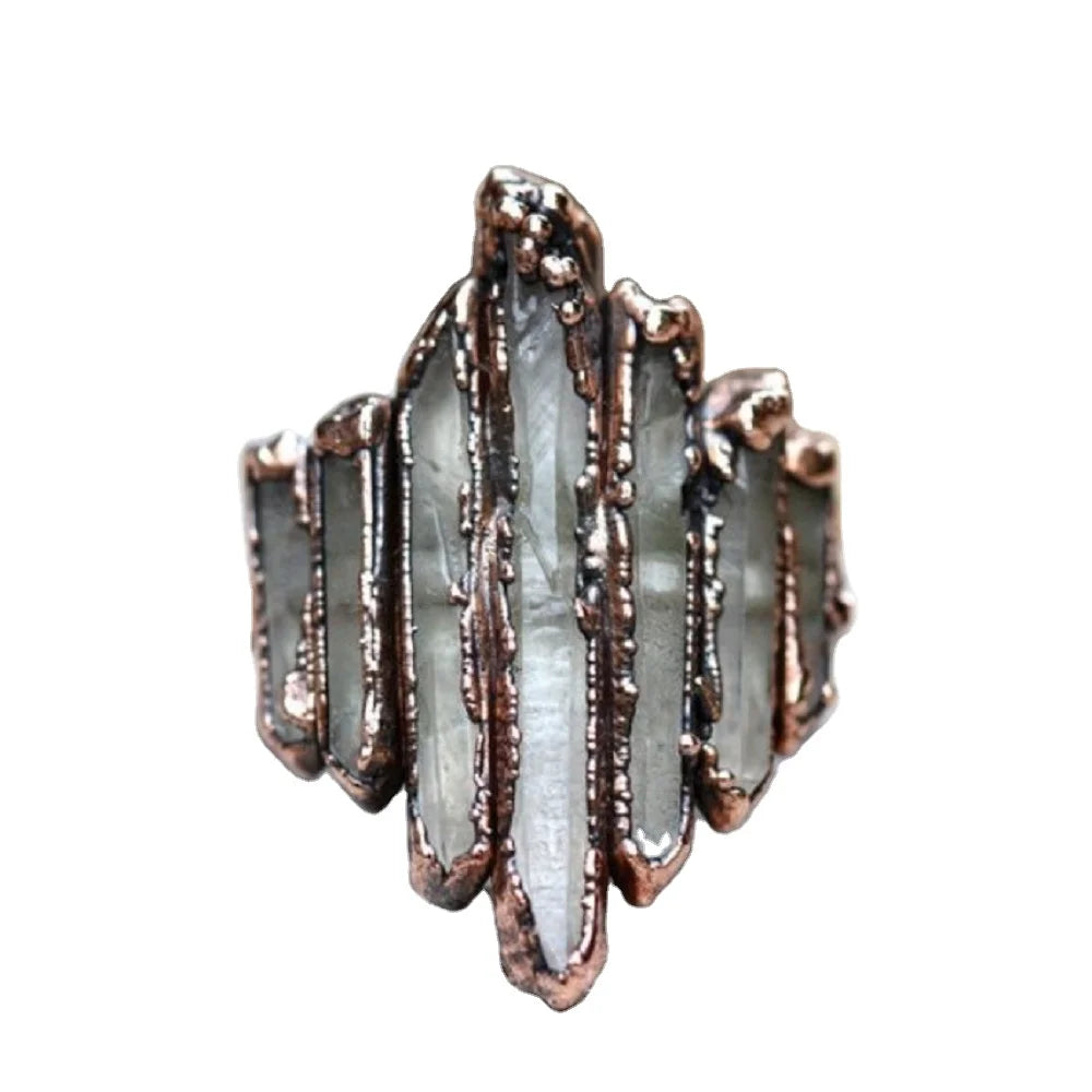 Fashion Brass Alloy Irregular Rock Wrapped Vintage Ring Oil Dripping Rings Jewelry for Women