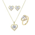 2022 Wholesale Wedding Party Jewelry Gold Plated Necklace Ring Earrings Set Romantic Heart Bridal Jewelry Sets for Women Girls