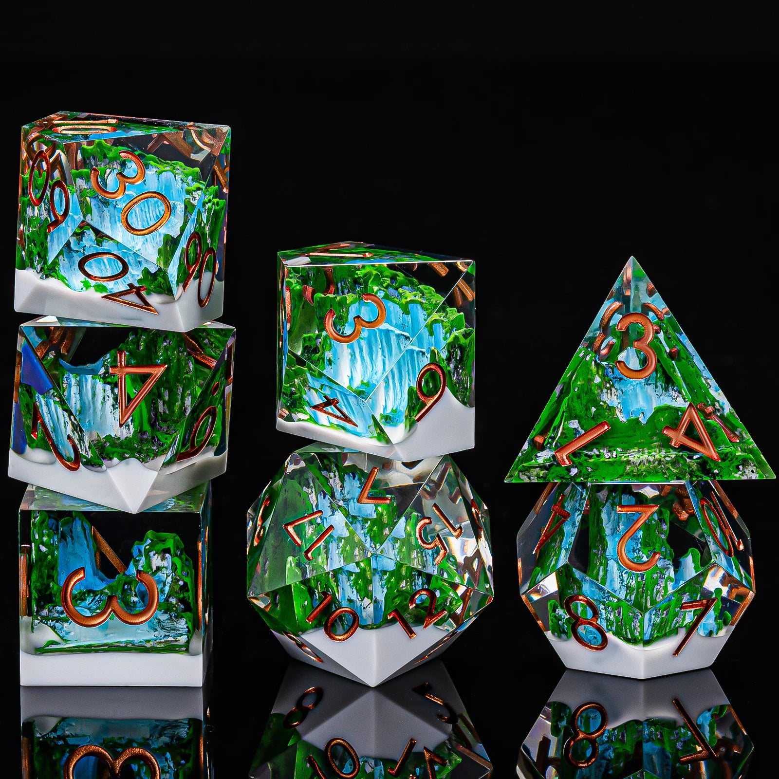 Stone Mountain 16mm DND Dice Set Resin Polyhedral with Custom Logo Square & Sharp Edge D20 for Games & Board Games