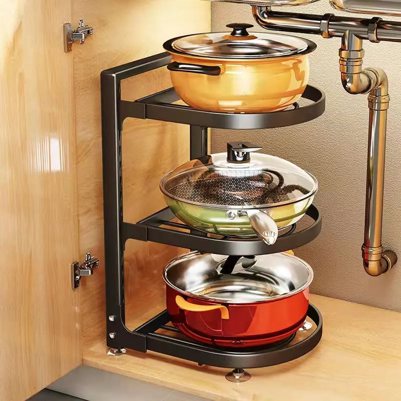 Kitchen Cabinet Pantry Pot Lid Holder Height Adjustable Pan & Pot Rack Organizer Kitchen Accessories