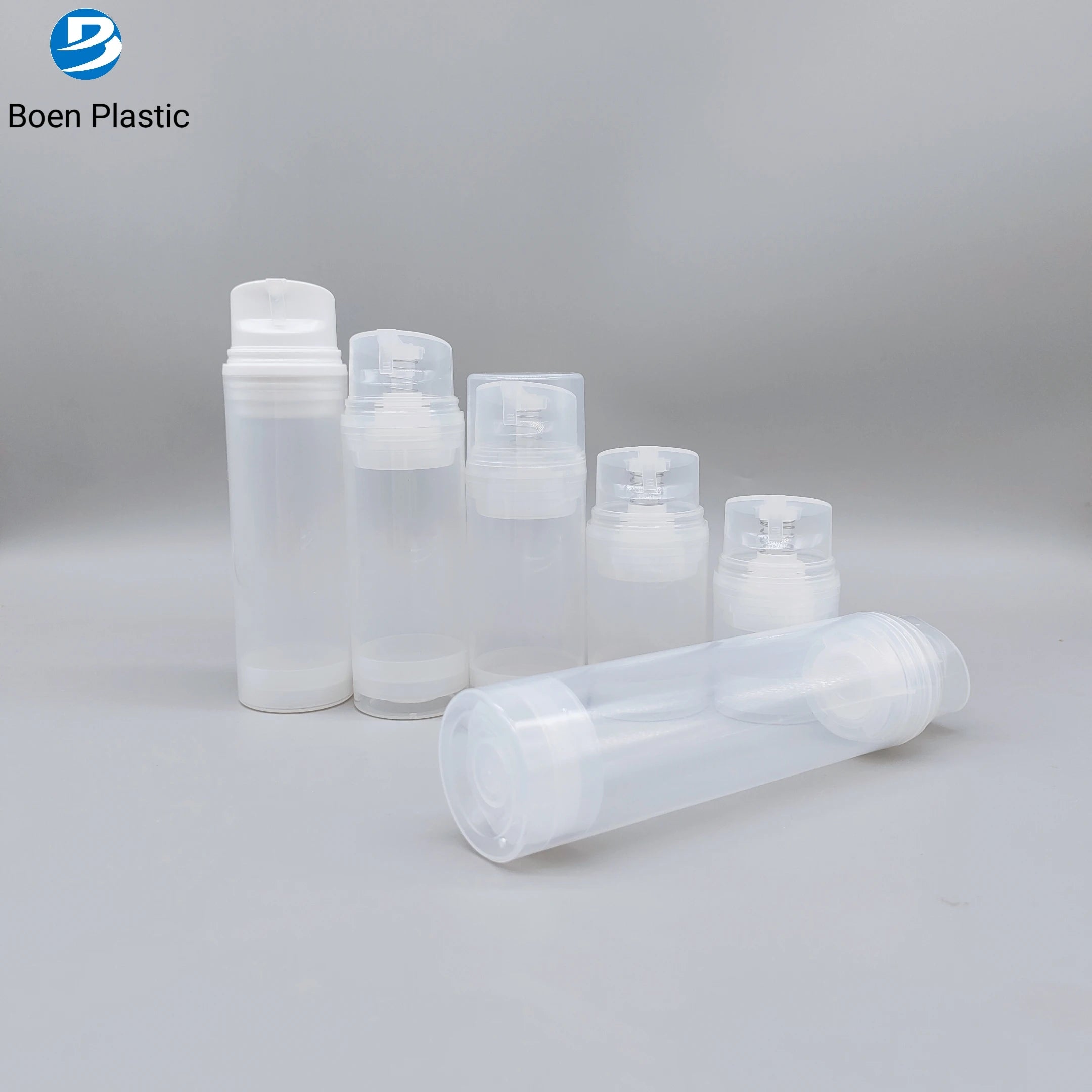 Airless PET Plastic Spray Pump Bottles for Cosmetics & Lotion Packaging 50ml-150ml Custom Printed