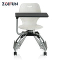 Movable Training Institution Chair and Office Meeting Lecture Chair With Writing Pad and Wheels Node Chair and Desk