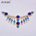 JUNAO Wholesale Rhinestone Bikini Connector Buckle Crystal Swimwear Accessories Sewing Blue AB Strass Claw Stone