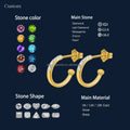 Au585 Solid 14k Yellow Gold Lab Diamonds Ear Stud Half-circle Design Wholesale Woman Fine Jewelry