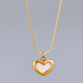 18K Real Gold Plating Natural Heart Shell Necklace Stainless Steel Clavicle Chain Love Heart Necklace