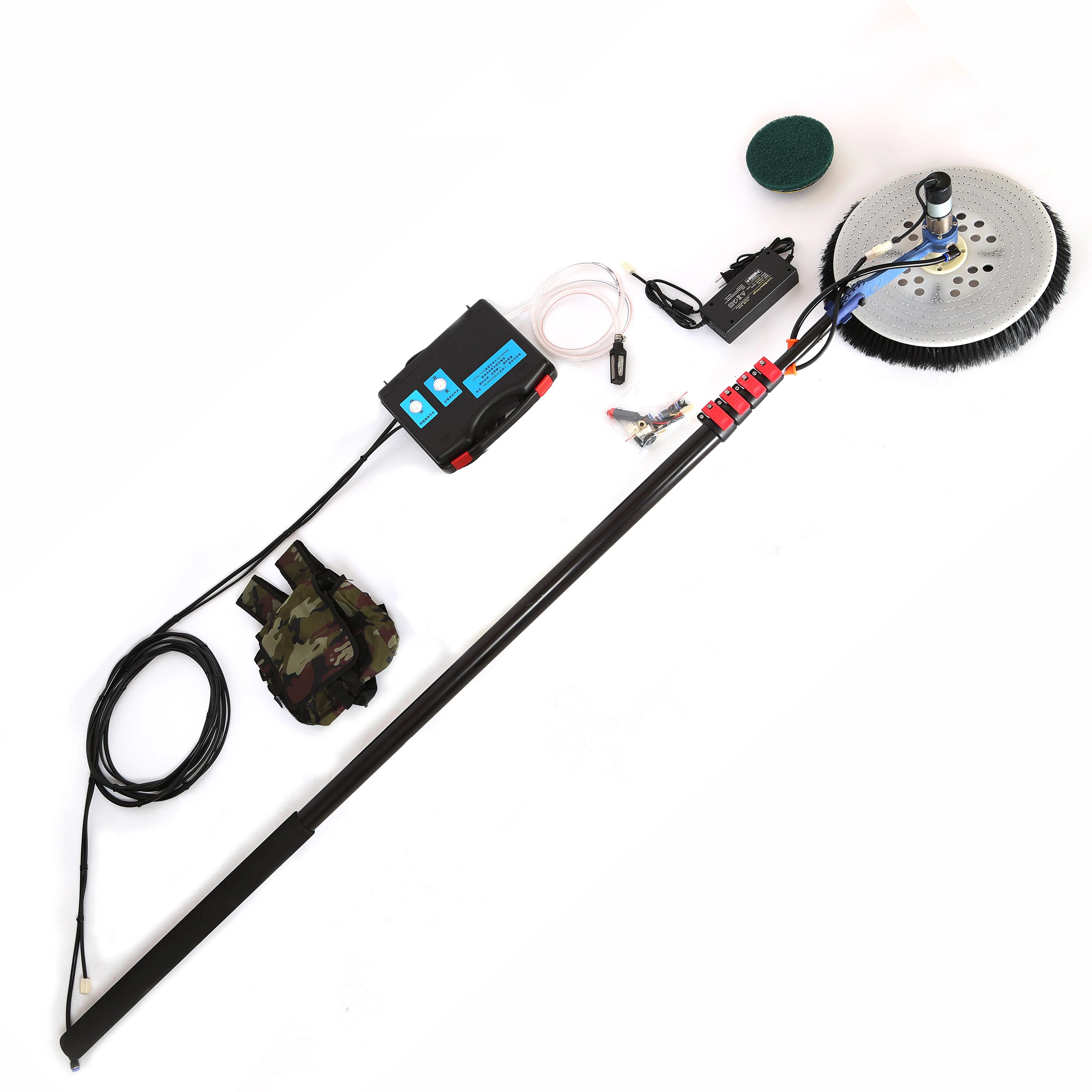 For 7.5m Aluminum Solar Panel Dust Cleaning System Photovoltaic Washing Machine Brush Water Fed Extension Pole 8.5m Wire