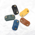 Personalized Gift Data Cable Belt Storage Leather Buckle Headphone Cable Winder Button Type Cable Management Cowhide Leather Bag