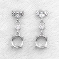 Sterling Silver 6*6mm Semi Mount Stud Eardrops Empty Frame Support Blank Setting S925 Base Without Center Stone DIY for Inlay