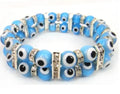 Lady 8mm Double-row Lucky Glass Evil-eye Bracelet with Crystal Spacing and Round Design