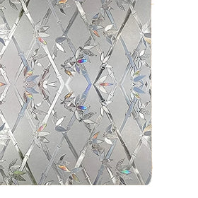 UDK Modern Bamboo-Style PVC+PET Static Cling Privacy Window Film Non-Adhesive Glass Covering Home Office Hotel Decorative Window