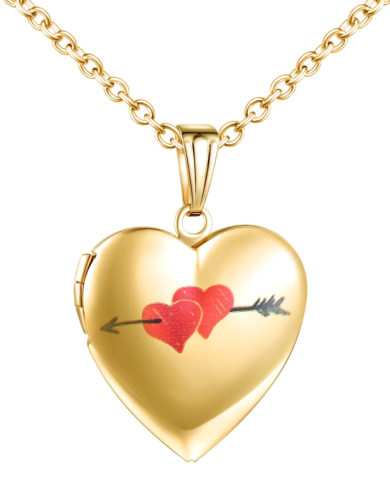 Arrow Through Heart Pendant Photo Stainless Steel Necklace Fashion Accessories for Women