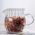 Japanese Stripe Milk Cans Heat-Resistantn Glass Jug With Handle Coffee Tea Separator Pull Flower Cup Home Cafe Drinkware