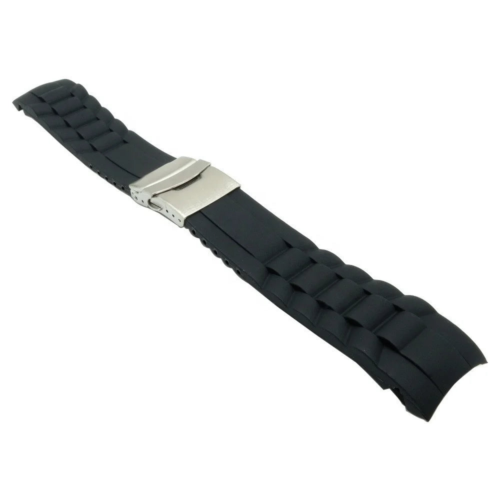 16mm 18mm 20mm 22mm 24mm 26mm Black Silicone Watch Band Men Women Sport Waterproof Folding Buckle Rubber Wrist Strap Bracelet