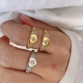 Elegant Heart Shape Inlaid CZ Zircon Charm RingsSimple Stackable Tiny Star Adjustable Finger Ring Jewelry Wholesale Supplies