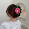 Garra De Pelo Rose Red Flower Hair Claw Flowers Hair Accessories Women Acrylic Large Green Clip Flower Large Hair Clamps