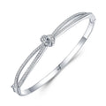 Stylish Simple Knot Cuff Bracelet Bangle 925 Sterling Silver Pave Full Zircons Rhinestone Bangles for Women Gifts