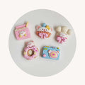 100pcs Kawaii Lovely Flatback Resin Cartoon Bear Camera Milk Carton Donuts Deco Parts Scrapbook Diy Accessories Craft
