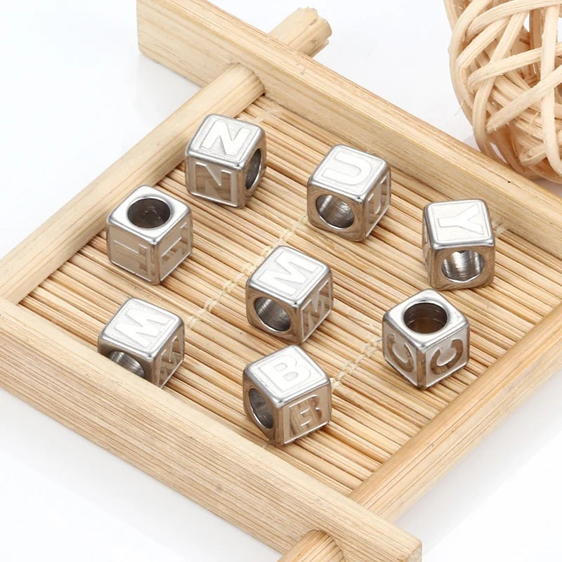 Hot Sales square Beads Big Hole Beads Loose Spacer CCB Letter Beads DIY Bracelet Necklace for Jewelry Making