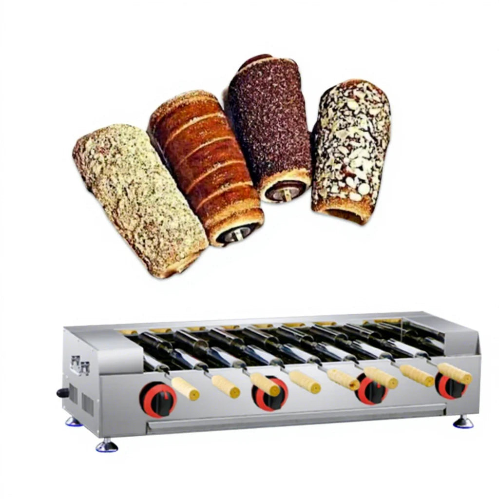 Street Food Chinmey Cake Kurtos Kalacs Machine Trdelnik Ice Cream Doughnut Cone Maker Hungarian Gas Kurtos Oven for Commercial