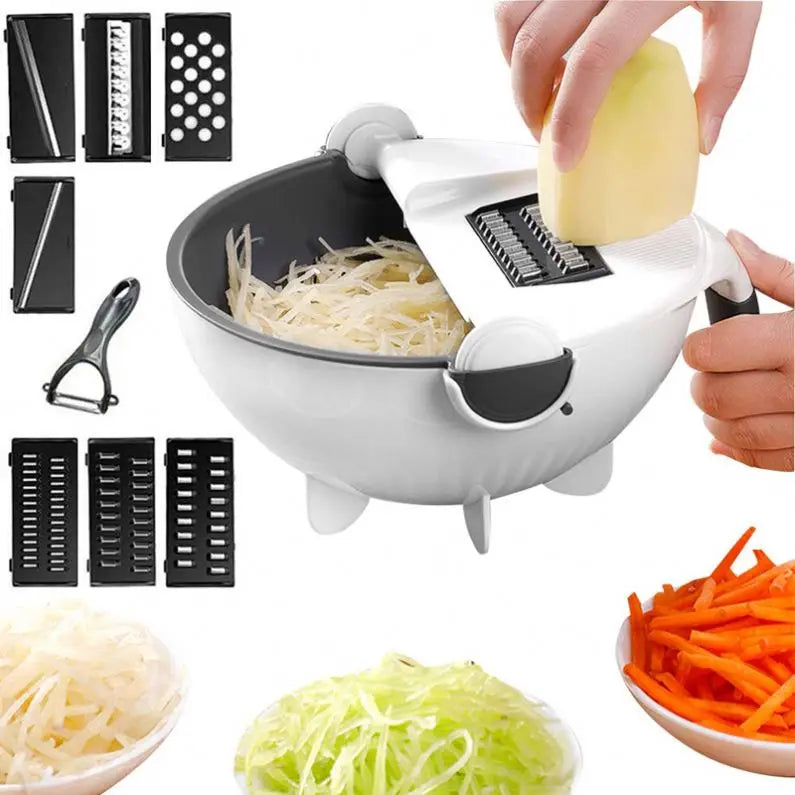 Vegetables Chopper Veggie Shredder Grater Portable Slicer Kitchen Tool with 8 Dicing Blades