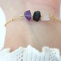 Zooying Natural Labradorite Amethyst Rose Quartz Jewelry Raw Positive Energy Chakra Crystal Birthstone Bracelet