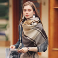 2023 New Plaid Imitation Cashmere Scarf Winter Scarf Women's Shawl Thickened Warm Tassel Imitation Cashmere Scarf