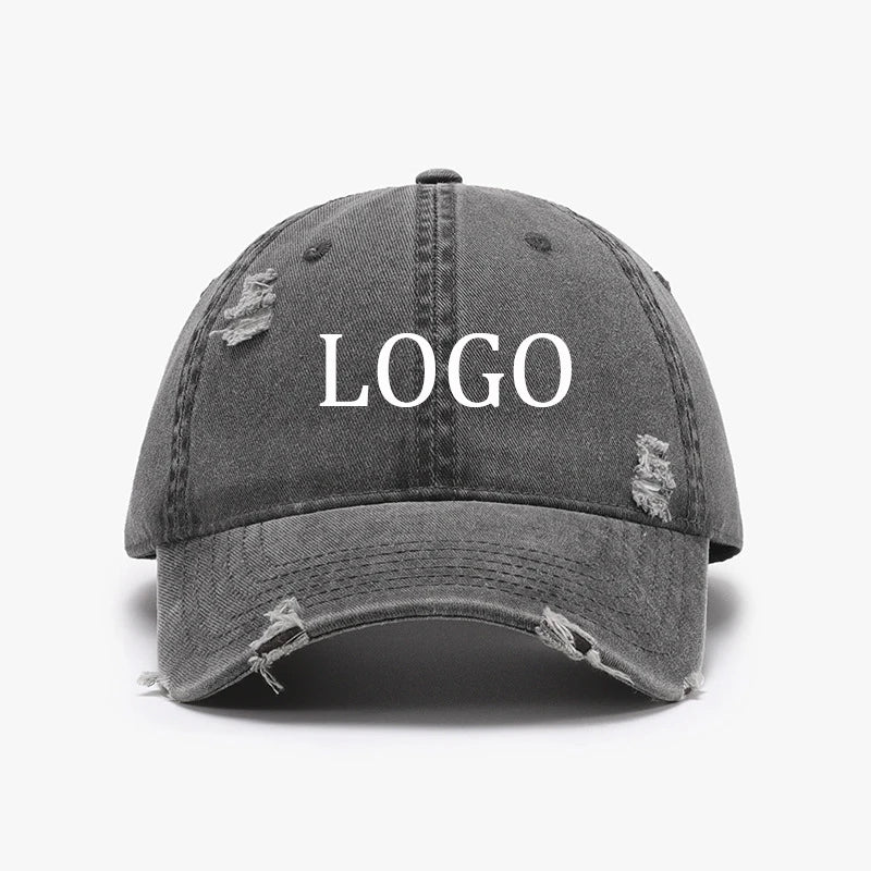 Free Sample Washed Denim Baseball Cap Outdoor Sports Snapback Cap Unisex Custom Baseball Cap