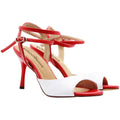 New Arrival Latin Salsa Dance Shoes for Women 9cm Heel Zapatos De Baile Red with White Leather Ballroom Dance Shoes