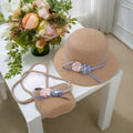 Summer Beach Sun Hats Set for Girls Women's Straw Woven Crossbody Bag and Hat for Outdoor Activities Messenger Bag Style