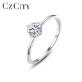 CZCITY 0.5ct Classic 925 Engagement Girl Wedding Sterling Silver Woman Moissanite Diamond Ring