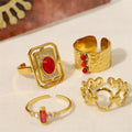 Low Price Zircon Stainless Steel Wedding Rings Gold Plated Red Natural Stone Zircon Ring