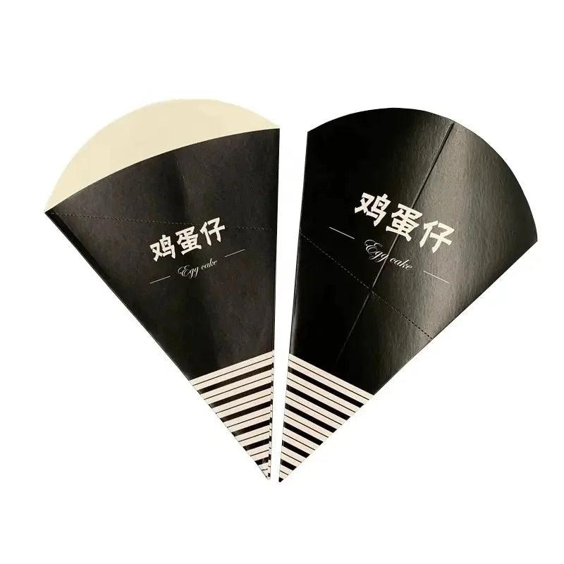 High Quality Disposable Greaseproof Paper Waffle Cone Holder Folders Eco-Friendly Budget-Friendly Snack Cookie Crepes Chocolates