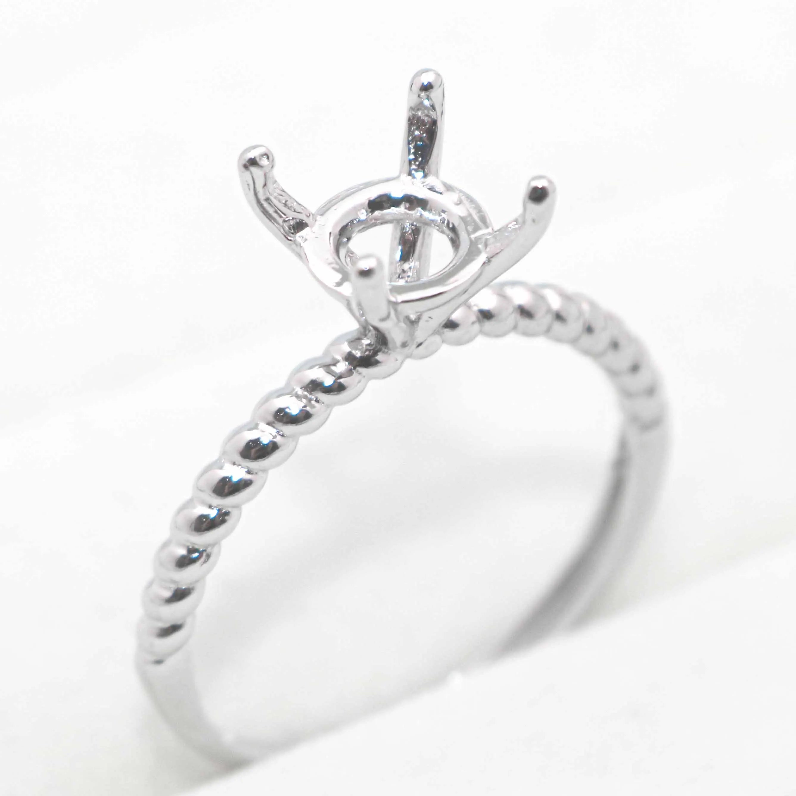 Sterling Silver 8mm/2CT Semi Mount Ring Frame Blank Claw Setting Base Holder Without Main Stone for Moissanite Diamond DIY Inlay