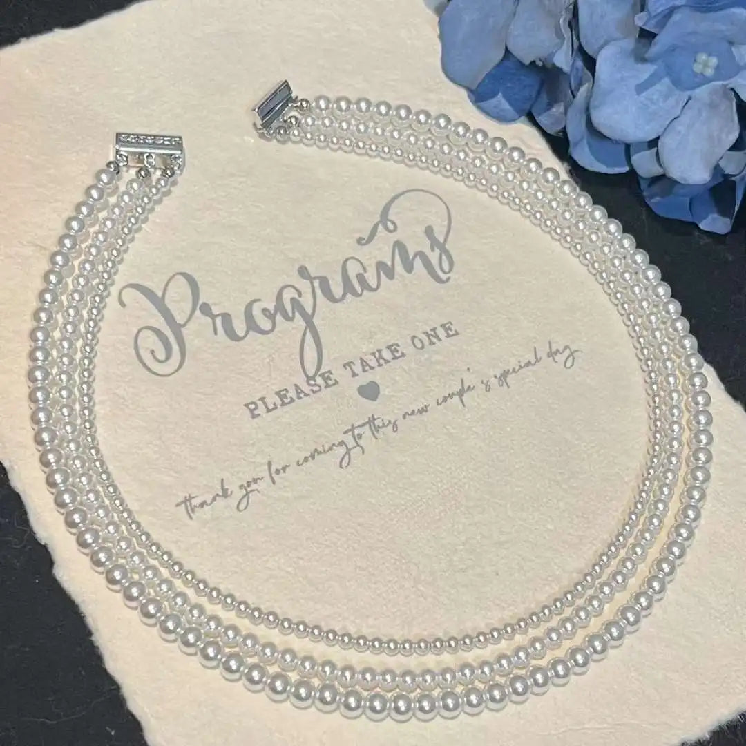 Special Offer of 3-5MM 3-layer Imitation Australian White Artificial Seawater Pearl Necklace 38-42CM Crystal Pearl Necklace