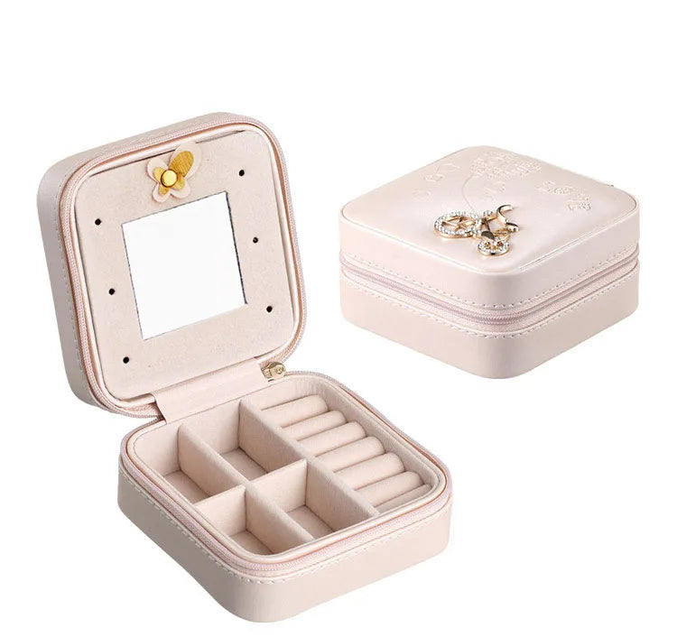 10x10cm Square Guangzhou Custom  with Logo Luxury Leather Gift Travel Jewelry Box Organizer Storage Case Pouch Packing Kids