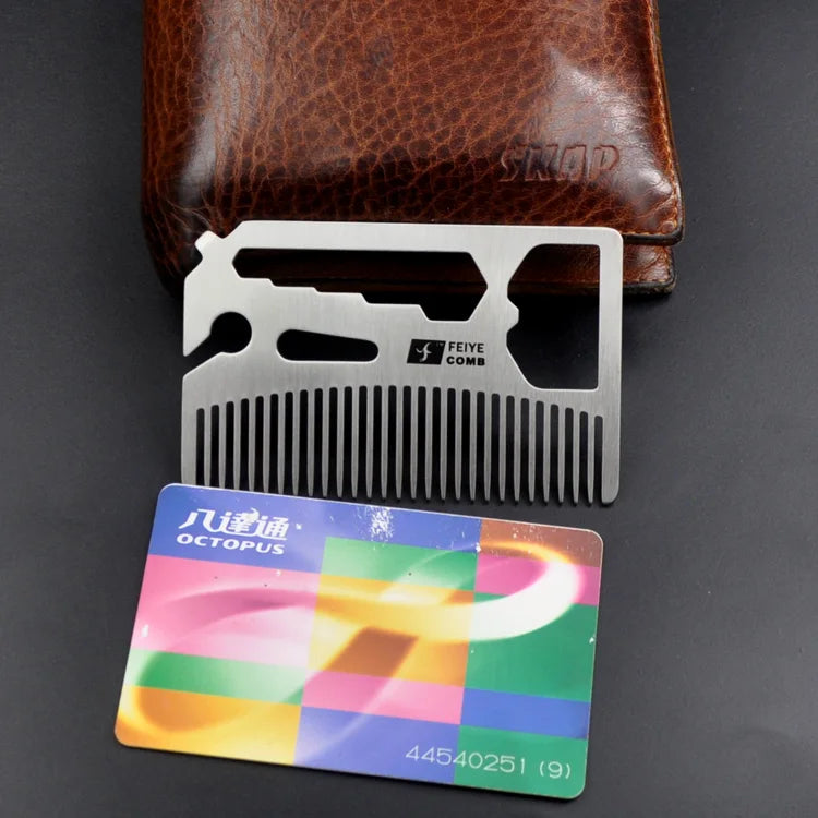 Manufacturer Customized logo Pocket Beard Comb  Men's Beard Care Comb Gentleman Metal Comb