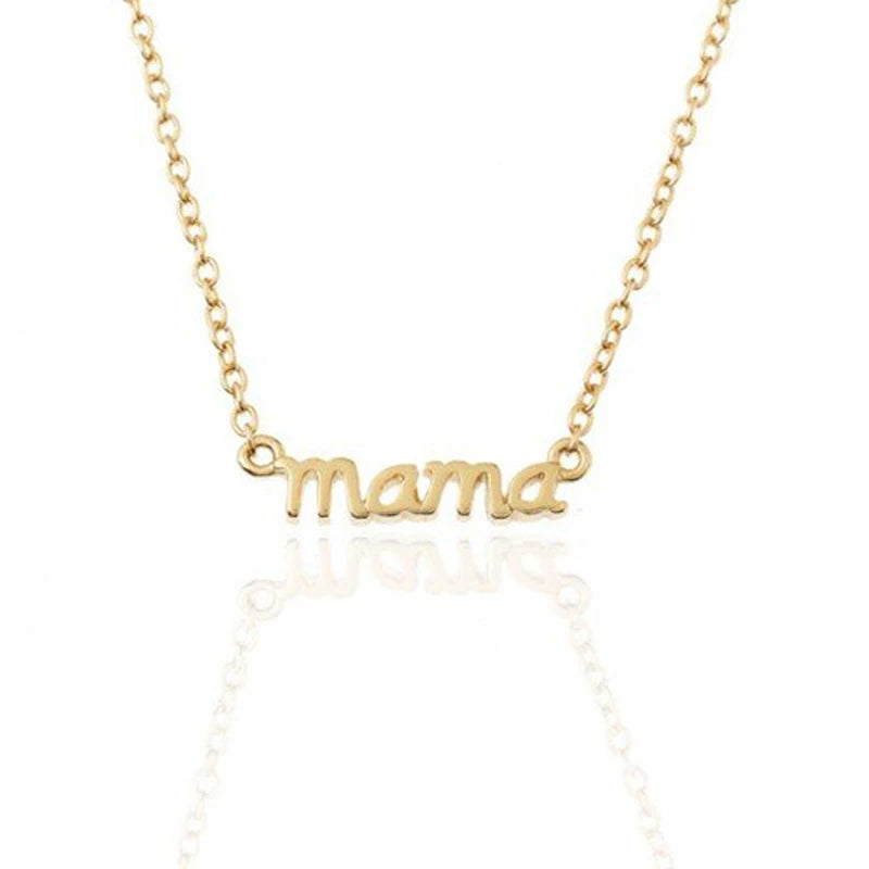 Mother Gift Simple MAMA Letters Clavicle 925 Sterling Silver Necklace