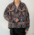 Wholesale Spring Fall Retro Vintage Style Button Down Men's Loose Jacquard Shirt Outerwear Jackets