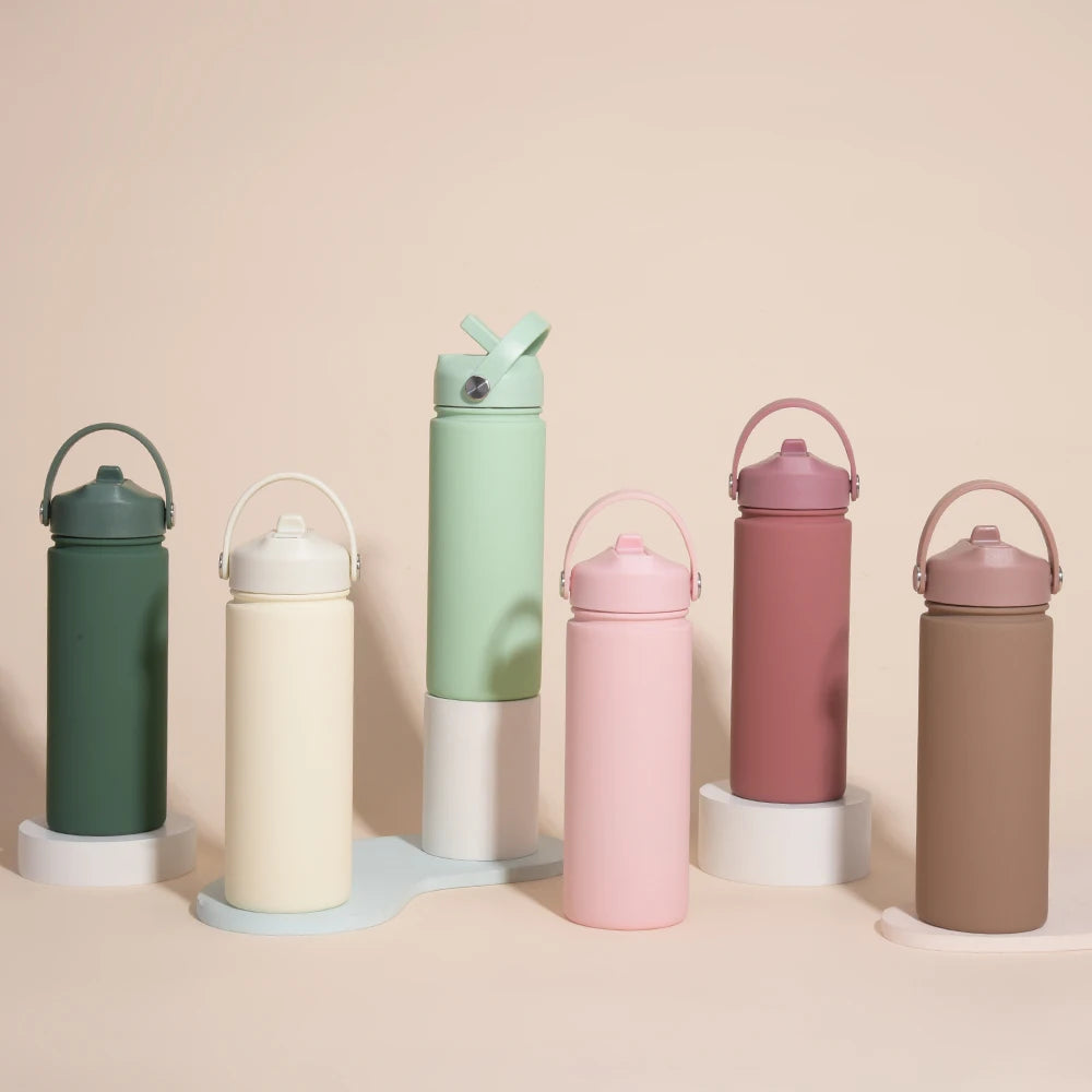 Stainless Steel Vacuum Bottle for Hiking Wide Mouth Portable Sports Water Cup Insulated Cup With Suction Nozzle for Students