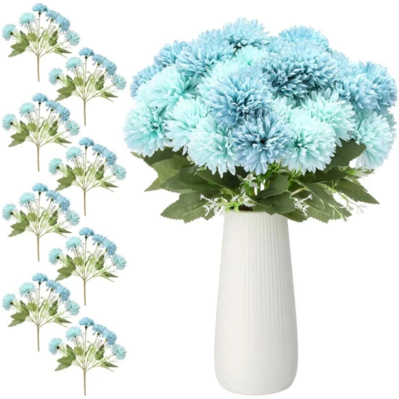 Artificial Chrysanthemums Flower Faux Ball Bouquet Spring Bridal Flora for Spring Valentine Day Table Centerpieces Wedding Decor
