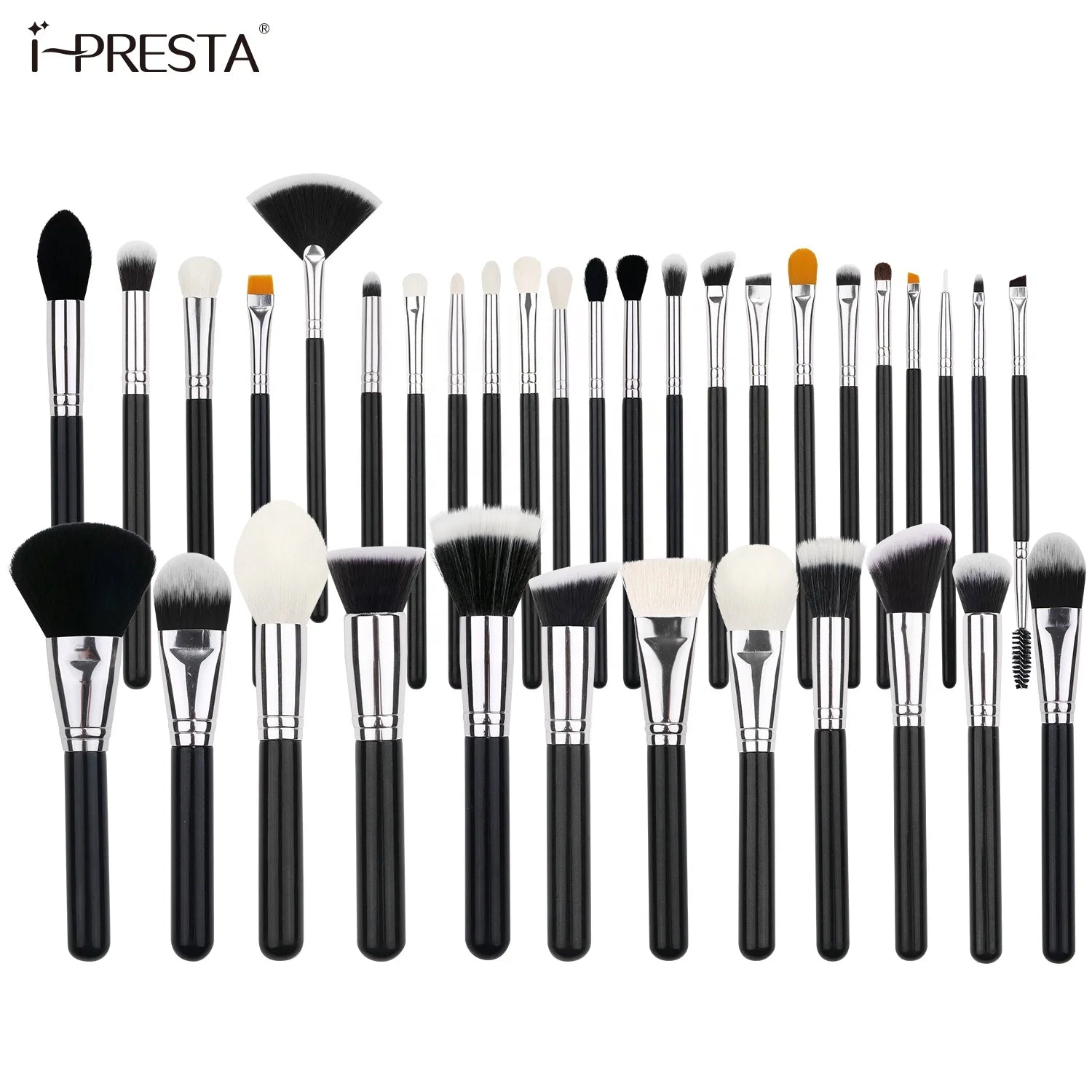 IPRESTA Brush Make Set up Black Luxury Makeup Brush Set Kit 35PCS Wood Handle Private Label Foundation Cosmetic Makeup Brush