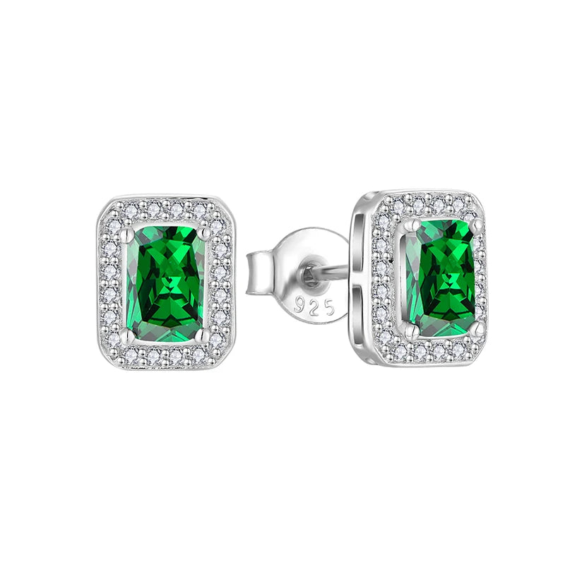 LULUFOCUS New Arrival 925 Sterling Silver Princess Cut Zircon Gold Plated Stud Earrings Gifts