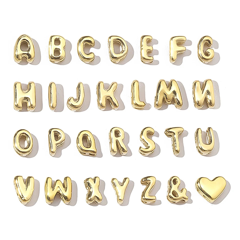 Chihang Stainless Steel Gold Plated Jewelry Bubble Letter Alphabet Initial Charm DIY 14K Gold Letter Accessories Jewelry Fitting