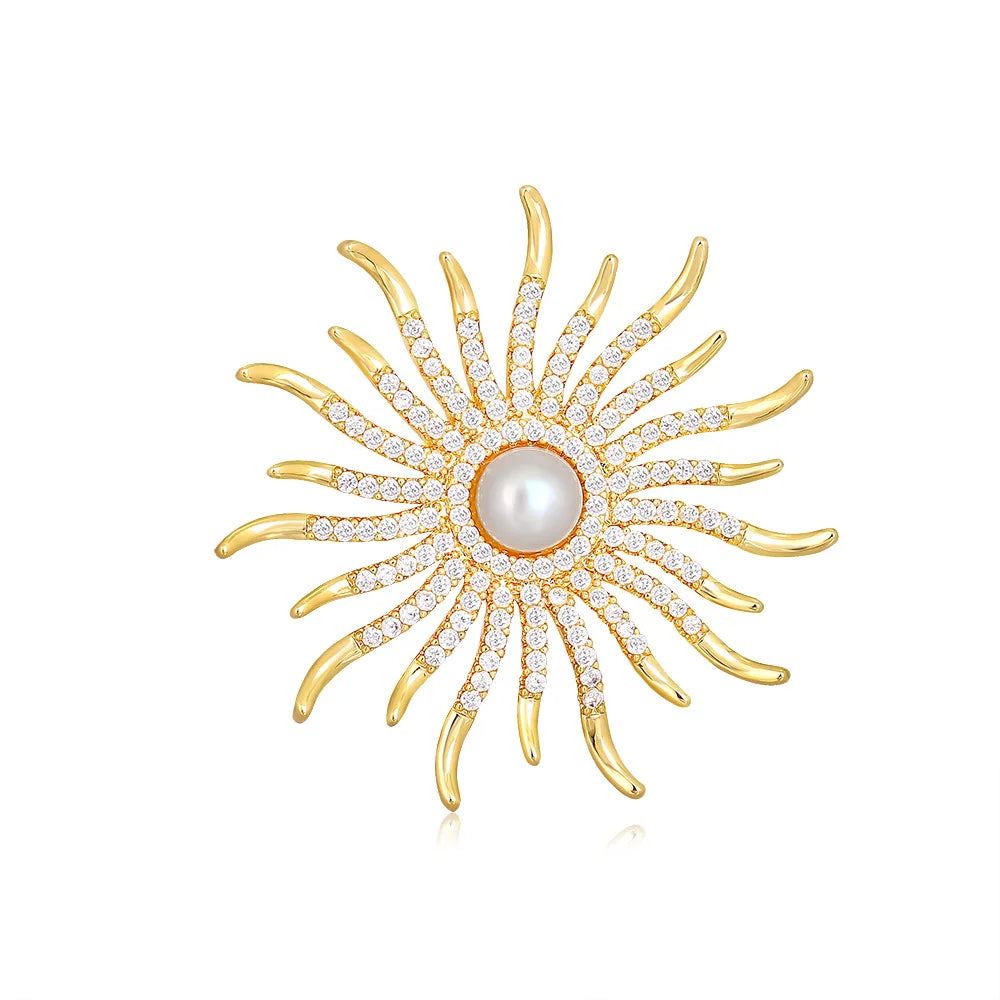 DRSF107 Fashion Sunflower Brooch Women Cubic Zircon Brooch Jewelry Wholesale